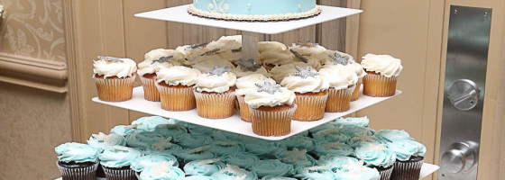 Blue and White Cupcake Tower