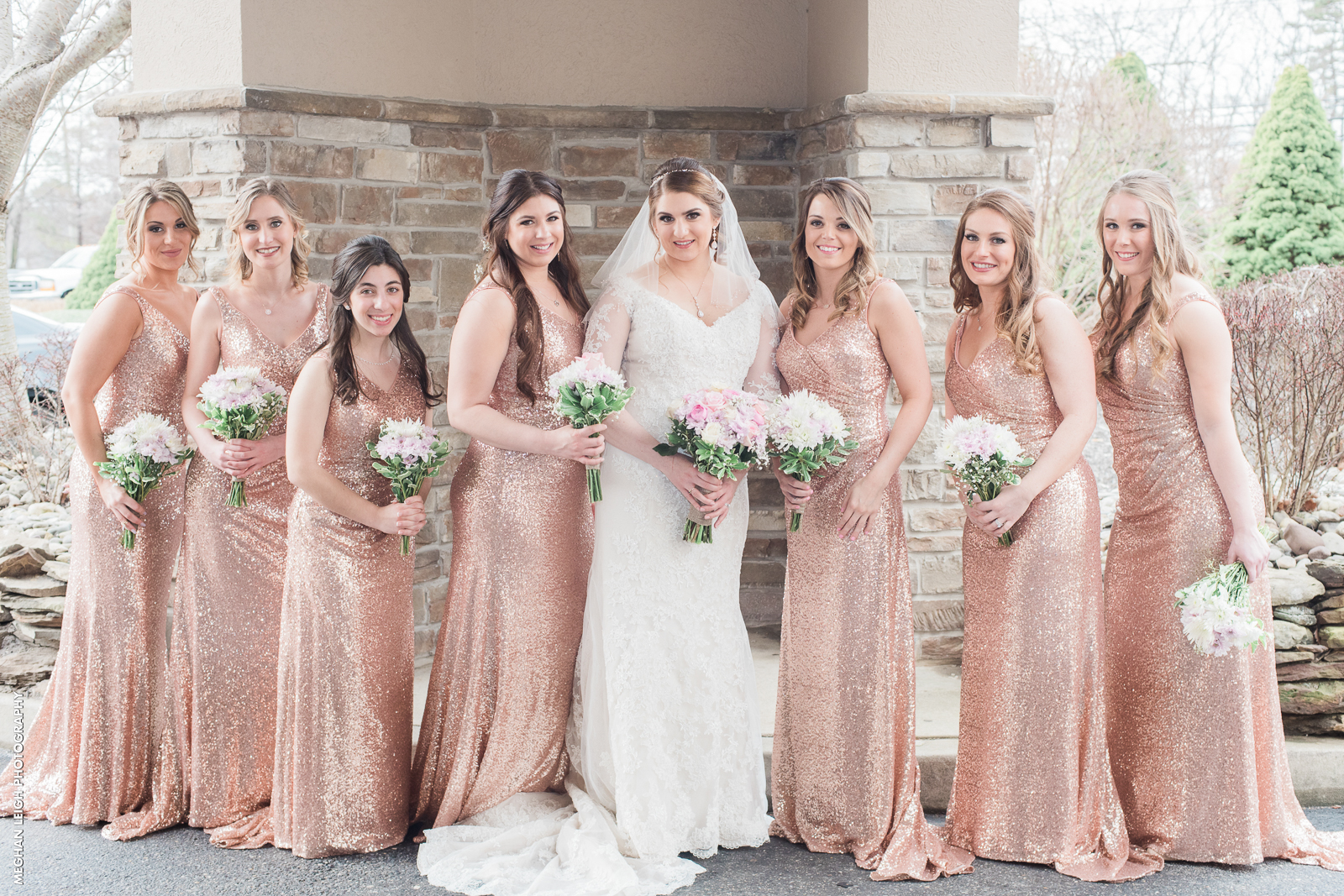 rose gold wedding theme bridesmaid dresses