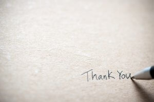 Hand writing thank you note